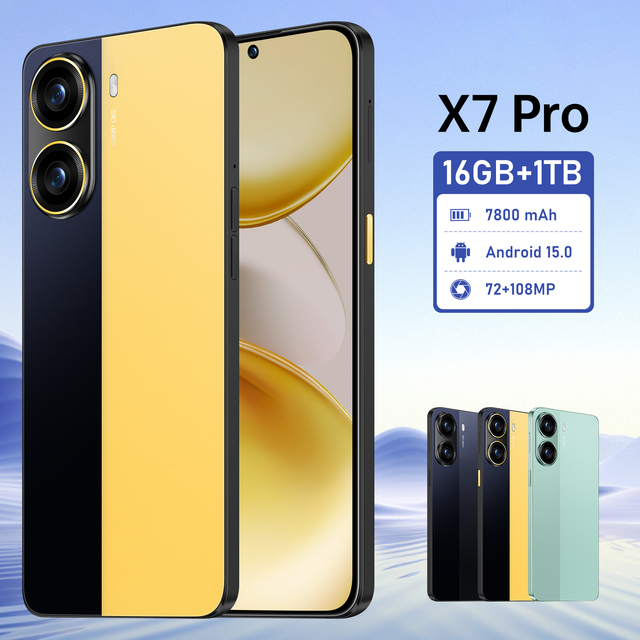 Original X7 Pro Smartphone 5G 16GB 1TB 7.3 Inch 108MP Cam 10 Core Android 15 Dual SIM Multi Language
