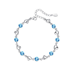 KOMI amor corazón pulsera niñas CZ pulseras rosa azul Cubic Zirconia mar del corazón pulseras para Boudoir estudiante mano joyería - Product Image 1