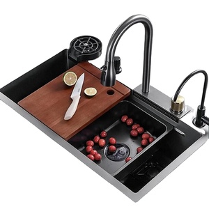 Lavello da <span class=keywords><strong>Cucina</strong></span> in Acciaio Inossidabile con Rubinetto, Valvola in Ottone, Vasca Singola Quadrata Moderna Multifunzionale Saldabile - Product Image 5