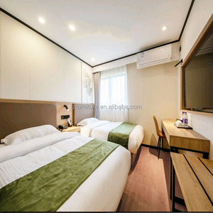 Budget-friendly Hotel Project Furniture Complete Bedroom Sets With Wooden Bed Frame Mattress Side Table <b>Wardrobe</b> & TV Cabinet - Product Image 5