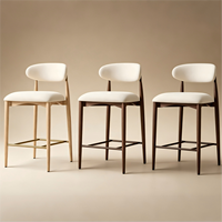 Prix direct usine Tabouret de bar et de comptoir en bois et tissu, sans accoudoirs, à pieds longs, pour chambres et petits balcons