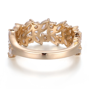 Anelli a Mezza Eternità a Due File, <span class=keywords><strong>Gioielli</strong></span> Personalizzati, Anello in Oro Massiccio 10K con Moissanite Taglio Marquise e Rotondo, Anello <span class=keywords><strong>di</strong></span> Fidanzamento o Regalo <span class=keywords><strong>di</strong></span> Compleanno - Product Image 3