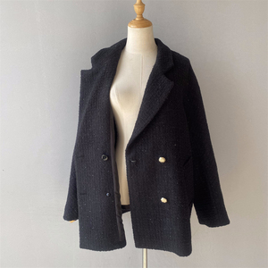 <span class=keywords><strong>Manteau</strong></span> en <span class=keywords><strong>laine</strong></span> à double boutonnage de Style à la mode Style ample vente en gros doux luxe <span class=keywords><strong>noir</strong></span> personnalisé <span class=keywords><strong>manteau</strong></span> en cachemire surdimensionné pour femmes - Product Image 4