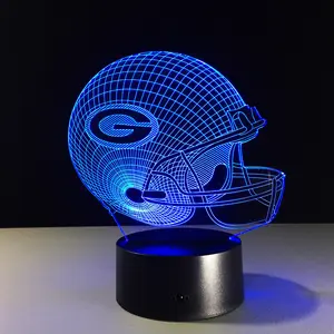 NFL Green Bay Packers Football Helmet Desk Lamp with 3D Visualization Night Lights Team Logo