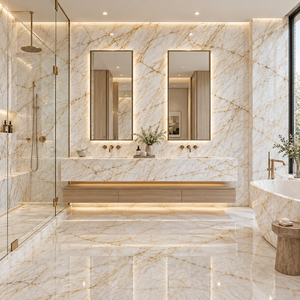Losas Pulidas de Cuarcita Blanca Cristallo Natural de Lujo para Paredes y Pisos de Salas de Estar y Baños de Villas, Diseño Moderno - Product Image 4