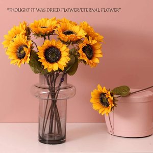 Grace Sunflower <b>Artificial</b> <b>Flower</b> Single Stem High Simulation Silk <b>Flower</b> Wedding Home Decoration Prop - Product Image 3
