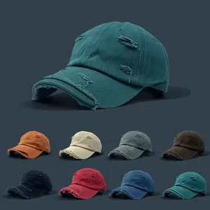Diskon besar-besaran topi bisbol warna polos kualitas tinggi kustom topi bordir Logo pinggiran Gorras Vintage polos untuk pria wanita