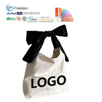 Sac fourre-tout en toile recyclée noir à nœud, personnalisable avec logo, idéal pour la vente en gros et les achats de cadeaux – Meilleures ventes
