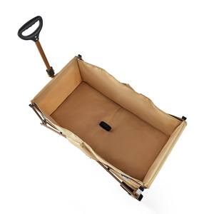 Chariot de camping d'extérieur pliable en aluminium à quatre roues marron, chariot de courses portable pour pique-nique et camping - Product Image 2