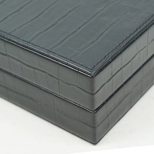 Coffret cadeau de luxe en cuir de qualité <span class=keywords><strong>Domino</strong></span> <span class=keywords><strong>Domino</strong></span> noir personnalisé et boîte en cuir Ensemble de jeu Double 6 <span class=keywords><strong>Domino</strong></span> - Product Image 6