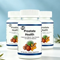 Vente en gros usine OEM Marque privée Complément alimentaire pour la santé de la prostate pour hommes à base de plantes, champignons, vitamines et Saw Palmetto, 90 capsules