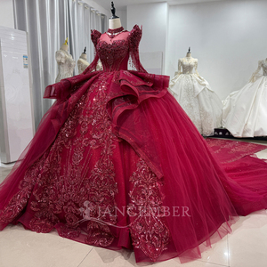 ชุดราตรีสีแดงสำหรับงาน Sweet 16, งาน Quinceanera, ชุดเดรส Vestido De 15 Anos, ชุดแต่งงาน รุ่น Xs138 - Product Image 4