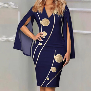 Dropshipping Shopify Plus Size Womens Floral Print Crew Neck 3/4 Sleeve Flare Sleeve <b>Midi</b> <b>Dress</b> Casual Summer - Product Image 4