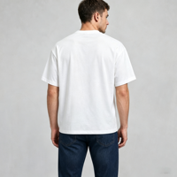 T-shirts décontractés pour hommes, 220 grammes, 100% coton, impression numérique Highstreet, blancs, confortables, manches courtes, surdimensionnés