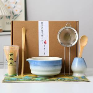 Ensemble <span class=keywords><strong>de</strong></span> fouets à matcha en céramique portables OEM/ODM, support design Dynastie Song, outil à thé japonais, ensemble <span class=keywords><strong>de</strong></span> sept pièces, rose, manche 28-32mm - Product Image 5
