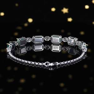 SGARIT <b>Solid</b> 18K <b>Gold</b> 5.14ct Natural Emerald Bracelet Set With Diamonds & White Sapphires Gala Fine Jewelry for women man - Product Image 4