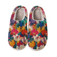 Pantoufles à imprimé numérique style broderie, légères, classiques, personnalisables, avec doublure en peluche, tige en tissu, semelle extérieure en TPR, toutes saisons