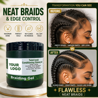 Gel Kepang Herbal Private Label 16oz Bebas Alkohol Daya Rekat Kuat Anti-Kusut Penentu Curl Pengontrol Tepi Semua Jenis Rambut