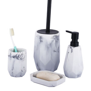Ensemble d'accessoires de salle de bain en polyrésine noire effet marbre pour hôtel, style moderne, en béton - Product Image 4