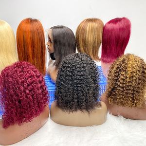 Hd transparente encaje Frontal Perruque onda rizada profunda venta al por mayor brasileño encaje completo corte Pixie corto Bob peluca cabello humano encaje frontal - Product Image 3