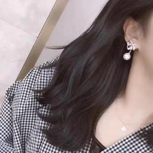 Accessoires en argent S925 pour la création de bijoux, boucles d'oreilles en forme de nœud avec perles rondes de 8 à 12 mm, supports vides pour clous d'oreille 21355 - Product Image 2