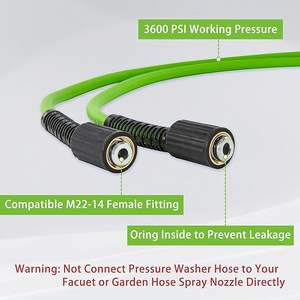 Manguera de lavadora eléctrica sin dobleces Manguera de lavadora de coche 1/4 Mangueras de extensión de 50 pies con 2 accesorios de latón - Product Image 4