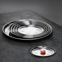 Plateau rond en acier inoxydable épaissi, motif floral estampé, plateau de service, plusieurs tailles (30-70 cm) pour restaurant et maison