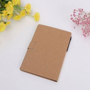 Ensemble de blocs-notes autocollants en papier kraft écologique avec stylo, bloc-notes recyclable avec logo personnalisé pour cadeaux de bureau - Product Image 3