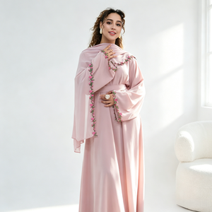 Robes pour femmes Loriya, vêtements islamiques, <span class=keywords><strong>robe</strong></span> <span class=keywords><strong>d</strong></span>écontractée, dentelle florale, nouvelle abaya douce en Nida, <span class=keywords><strong>robe</strong></span> musulmane pour femmes, <span class=keywords><strong>hijab</strong></span> assorti - Product Image 2