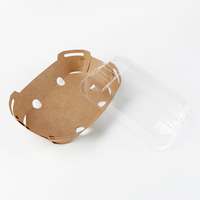 Boîtes biodégradables pour fraises et myrtilles, panier, conteneur, emballage pour baies avec plateau en papier kraft, couvercle en PLA