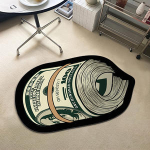 Alfombra de entrada con forma irregular de dólar, de fibra de poliéster, diseño moderno para interiores, resistente al desgaste, 1 unidad - Product Image 1
