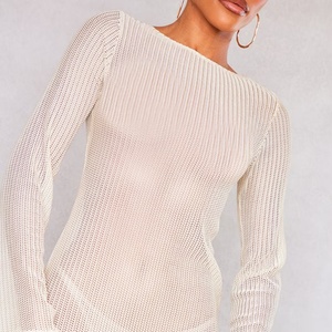 Vestido Maxi de Manga Larga Transparente con Logotipo Personalizado, Vestido Ajustado 2023 para Mujer - Product Image 4