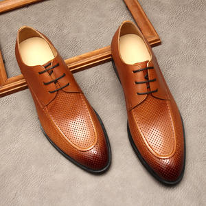 Chaussures de bureau et de carrière pour hommes en cuir de vache véritable à bout pointu, avec soutien de la voûte plantaire et empeigne en maille respirante - Product Image 3