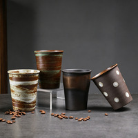Tasse en céramique rétro à bords droits, tasse à café du Moyen-Orient, tasse conique dégradée cuite au four, respectueuse de l'environnement