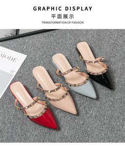 Mezze scarpe da donna rivetto pantofole <span class=keywords><strong>tacco</strong></span> basso <span class=keywords><strong>sandali</strong></span> 668-1 - Product Image 5