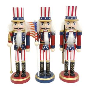 Soldat Casse-Noisette Américain Classique de 25 cm, Figurine Artisanale en Bois, Ornement pour Noël et Nouvel An - Product Image 1