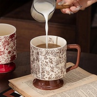 Mug en céramique vintage motif renard, 400 ml, style forêt rétro, pour thé et café, avec anse confortable, idéal pour la maison, le bureau ou comme cadeau