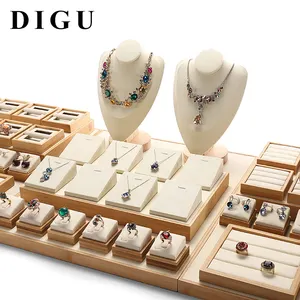 Set Display Perhiasan DIGU Anting-Anting Kayu Solid Tampilan Jendela Toko Properti Kalung Liontin Tampilan Perhiasan Berdiri