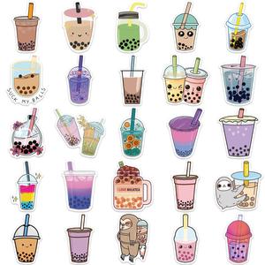 50 pièces dessin animé breloques lait thé dessin animé bulle thé boisson décalcomanies perle lait mignon Boba thé autocollant pour pour bouteille ordinateur portable - Product Image 1