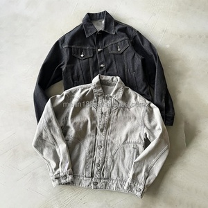 Ensemble deux pièces en jean pour homme : veste et pantalon en denim délavé à l'acide, en denim épais, de la marque Custom Jean Factory - Product Image 2