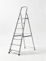 Échelle pliante de sécurité en forme de A avec main courante et sangle de stabilisation, pieds antidérapants, échelle à marches en aluminium pour la maison