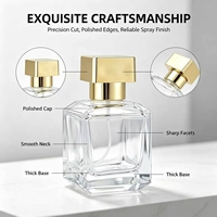 Flacon pulvérisateur de parfum haut de gamme en verre transparent carré avec couvercle carré doré, vaporisateur à fine brume pour marque de parfum OEM ODM