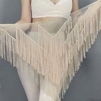 Foulard de danse du ventre classique scintillant avec franges en strass pour femme