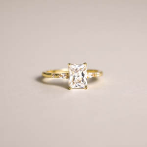 Cincin Wanita Somen 3CT Tembaga dengan Batu Zirkonia Kubik Potongan Radiant, Cincin Kawin CZ, Cincin Janji Ulang Tahun, Ukuran 3-12 - Product Image 2