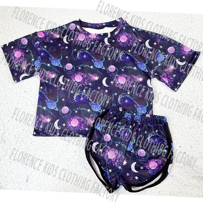 ชุดเสื้อผ้าสองชิ้นสำหรับเด็กผู้หญิง12-18เดือนของ DH ropa De Nina Galaxy ฤดูร้อน