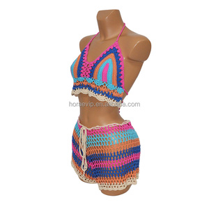 S731 Bikini tricoté respirant et doux au <span class=keywords><strong>crochet</strong></span> coloré fait à la main - Product Image 1