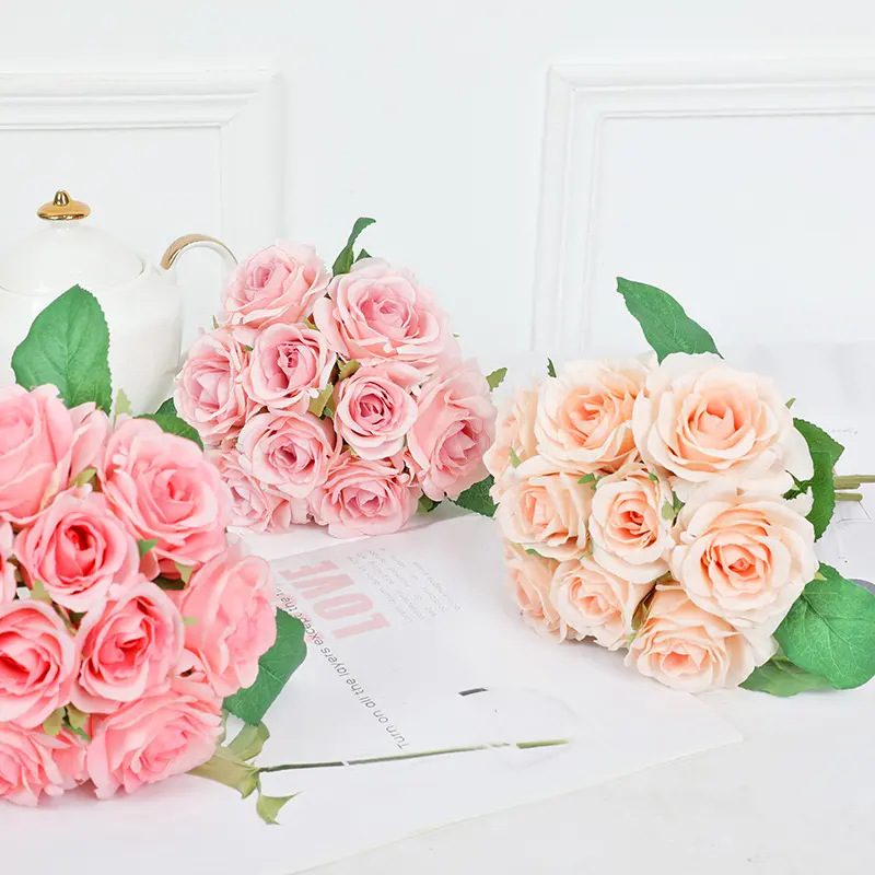 Leuchten Sie für immer echte Berührung Seide Kunststoff Rose billige Stoff Großhandel künstliche Blumen Rose Hochzeit konservierte Rosen