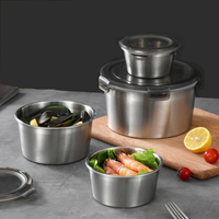 Ensembles de bidons hermétiques compacts en acier inoxydable 100% pour petites cuisines | Récipients de stockage des aliments en métal avec couvercles scellés