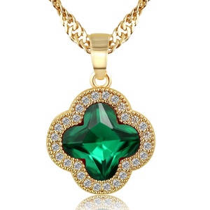 Colliers pour femmes de haute qualité, <span class=keywords><strong>prix</strong></span> d'usine, tendance 2021, vente chaude, chaîne <span class=keywords><strong>en</strong></span> or, pendentif trèfle à quatre feuilles, pierre précieuse - Product Image 1