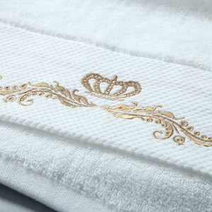 Wholesale Customized Hotel Bathroom Set 100% Cotton Bath <strong>Towel</strong> Set Embroidered Square <strong>Pattern</strong> Soft Absorbent Face <strong>Hand</strong> <strong>Towels</strong> - Product Image 3